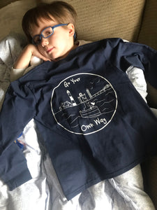KIDS Crazy Charlie Long Sleeve T-Shirt, NAVY